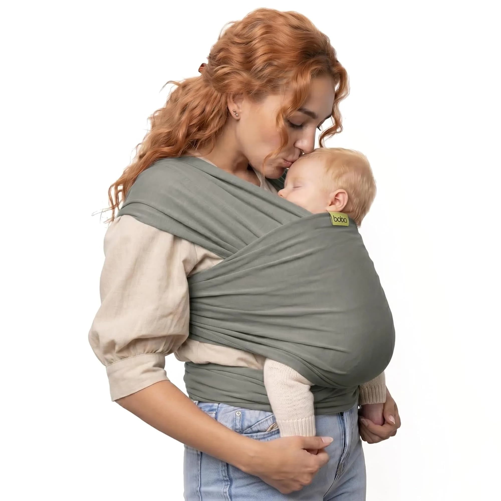 Boba Baby Wrap Carrier - Stretch Cotton Newborn Sling, Grey | Ergonomic, Hip-Healthy & Supportive - main product image