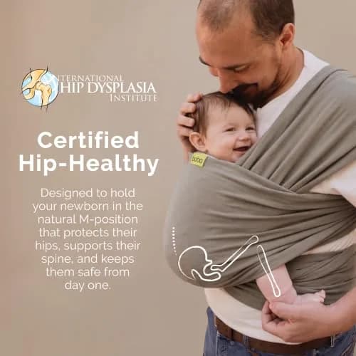 Boba Baby Wrap Carrier - Stretch Cotton Newborn Sling, Grey | Ergonomic, Hip-Healthy & Supportive thumbnail 5