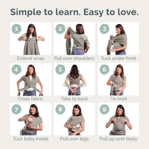 Boba Baby Wrap Carrier - Stretch Cotton Newborn Sling, Grey | Ergonomic, Hip-Healthy & Supportive thumbnail 6