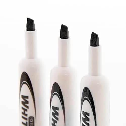 BAZIC PRODUCTS Black Chisel Tip Dry Erase Markers, Low-Odor, 3 Count | Writes Bold or Broad Lines on Whiteboards thumbnail 4