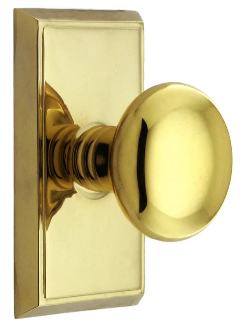 Emtek Providence Door Set with Round Brass Knobs Privacy in Polished Chrome | Traditional Style — Polished Brass (US3)