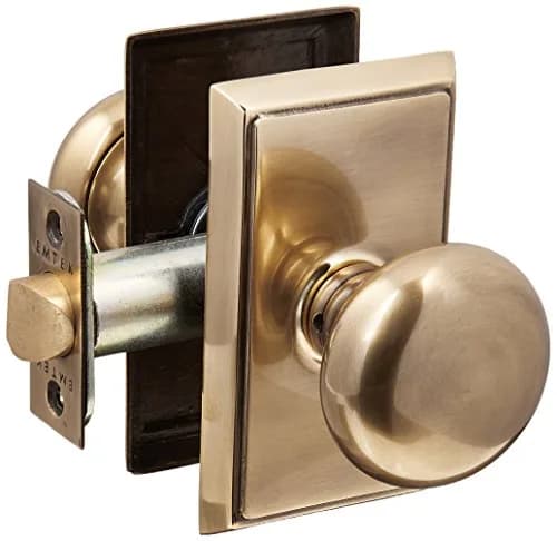Emtek Providence Door Set with Round Brass Knobs Privacy in Antique Brass (4.13 in / 10.5 cm) | Traditional Style Lockable Door Hardware thumbnail 1
