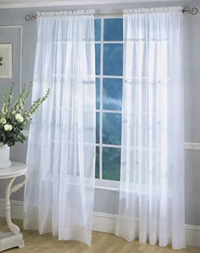 Lorraine Home Fashions Monte Carlo Super Wide Sheer Window Panel 168cm (60"W x 84"L) per Panel, Set of 2 | Light Filtering Voile Drapes thumbnail 1
