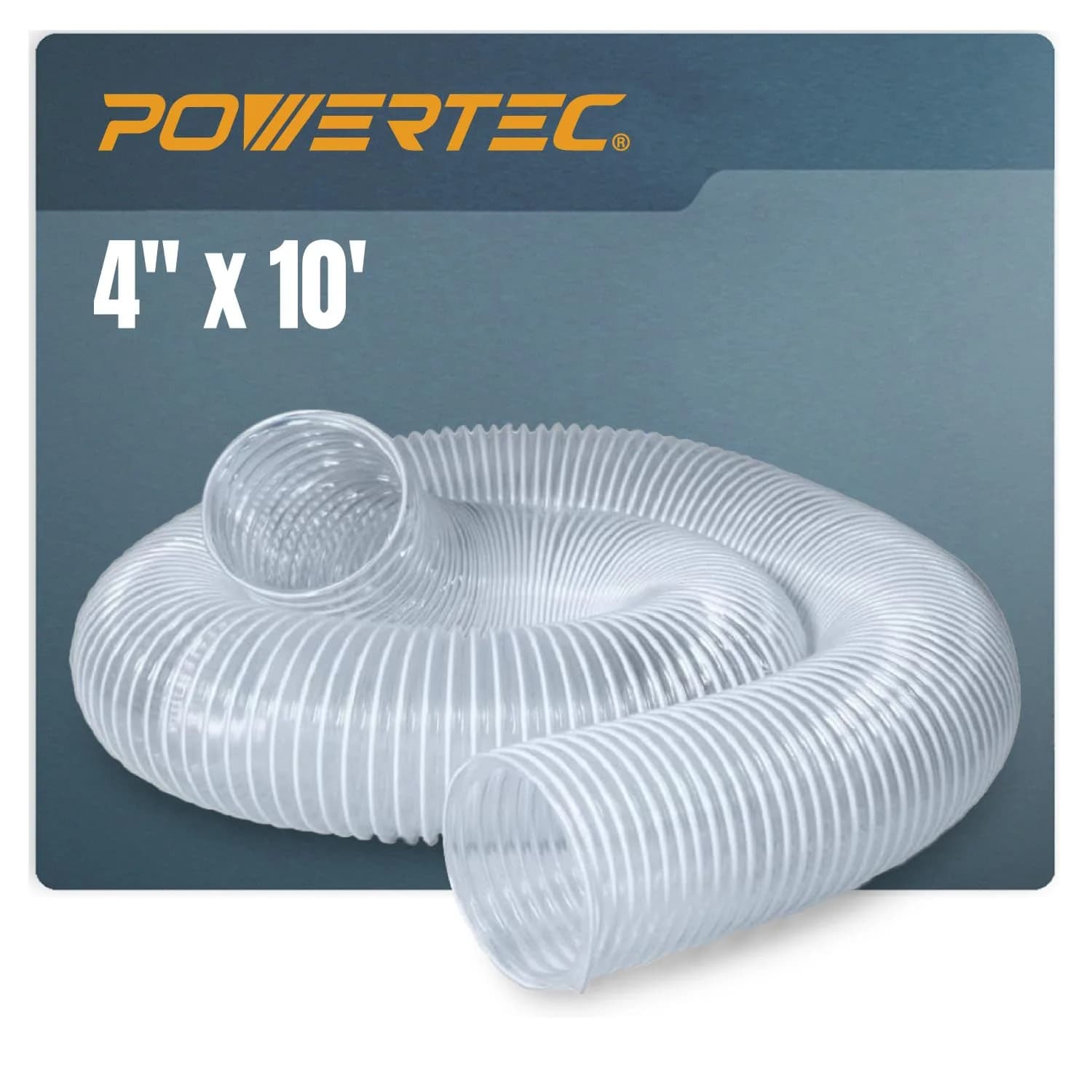POWERTEC 6 Inch x 20 Feet Dust Collection Hose | Flexible PVC for Woodworking Systems — 4" x 10' Hose