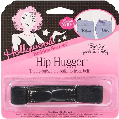 Hollywood Fashion Secrets Hip Huggers Elastic Belt Alternative Black | Seamless Fit & Slimming thumbnail 1