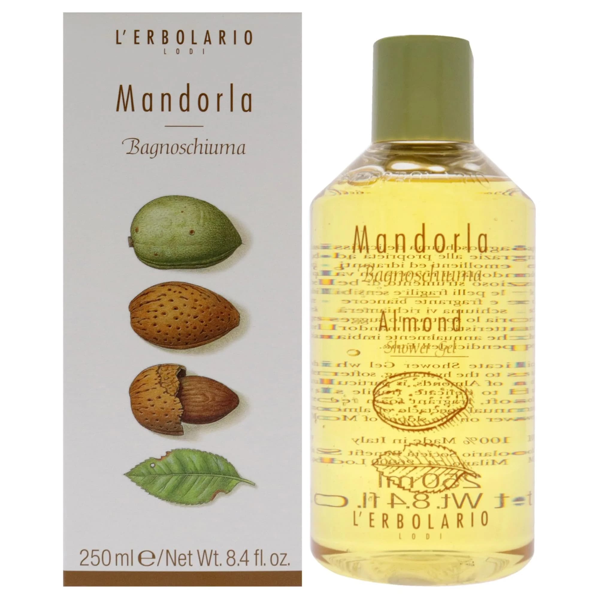 L'Erbolario Shower Gel – Antioxidant & Moisturizing Body Wash – Sensitive Skin – Floral Amber – Sweet Poppy – 8.4 oz — Almond Amber