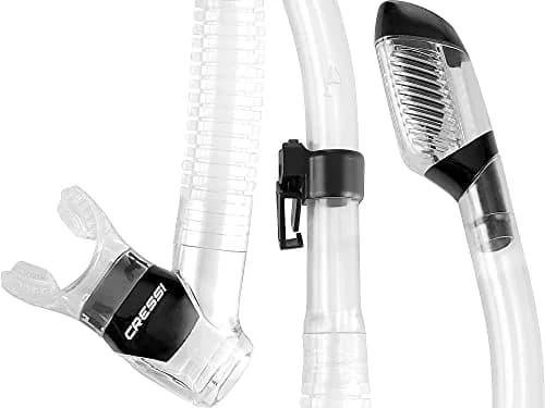 CRESSI Supernova Dry Snorkel Clear/Black | Wide Elliptical Bore for Easier Breathing thumbnail 3