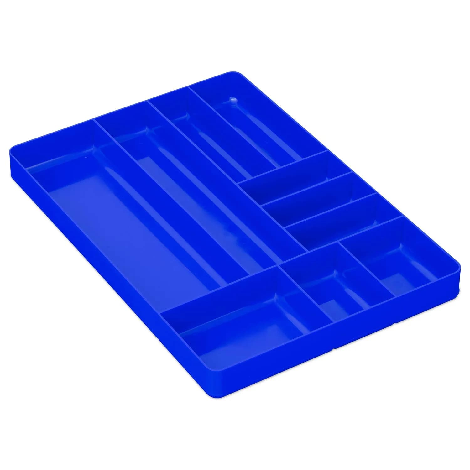 Ernst Manufacturing 10-Compartment Drawer Organizer Tray Blue | Heavy Duty Stackable Plastic for Garage Tools, Nuts, Bolts, Parts