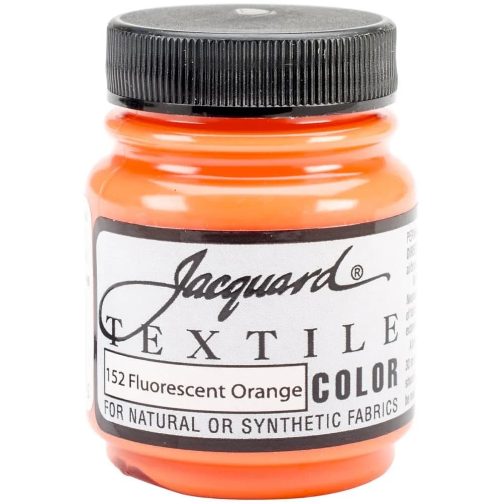 Jacquard Textile Color Fluorescent Orange 2.25 Oz Jar | Permanent Fabric Paint for Clothes, Upholstery, Shoes