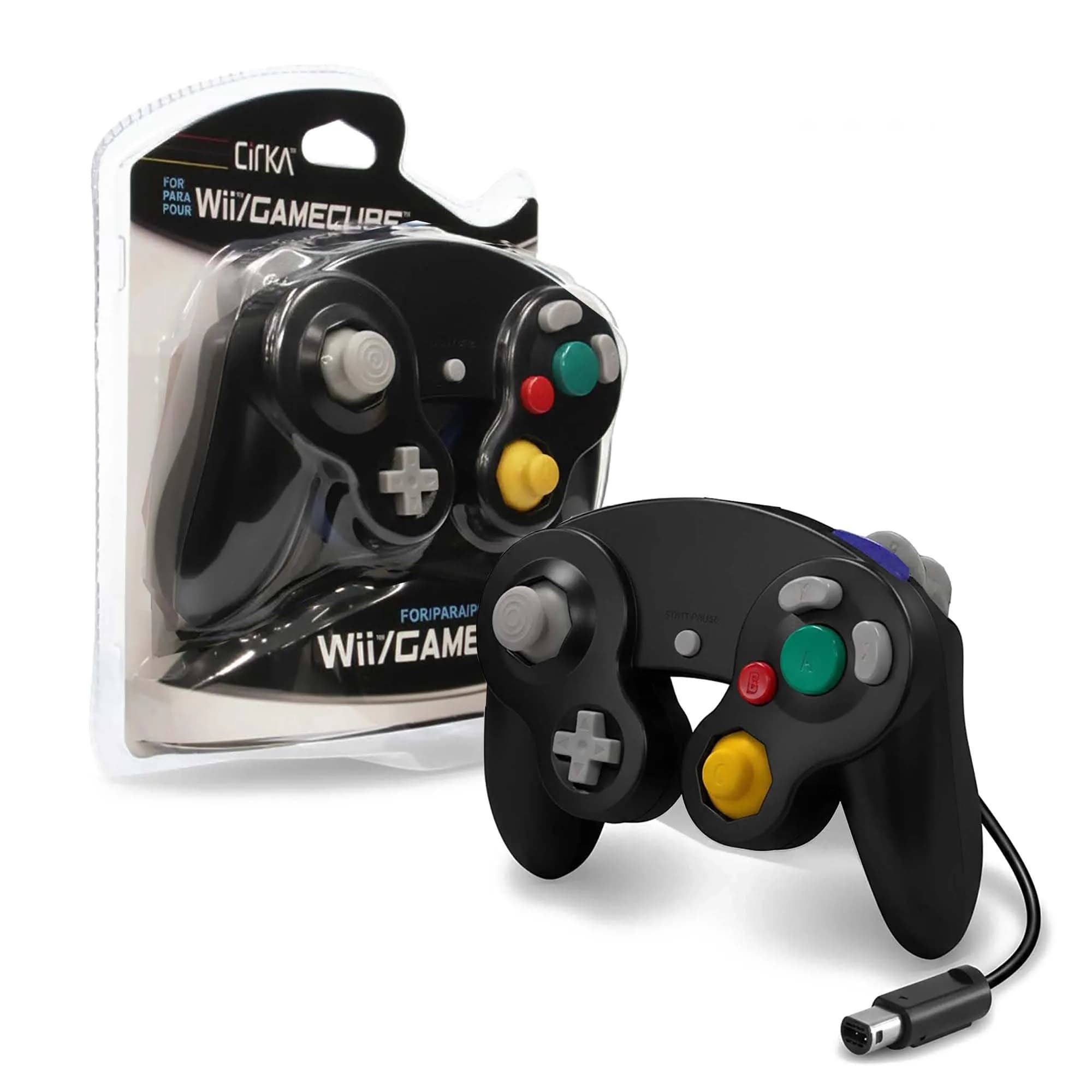 CirKa Wired Controller for Nintendo GameCube & Wii - Black | Dual Analog Joysticks & Vibration - main product image