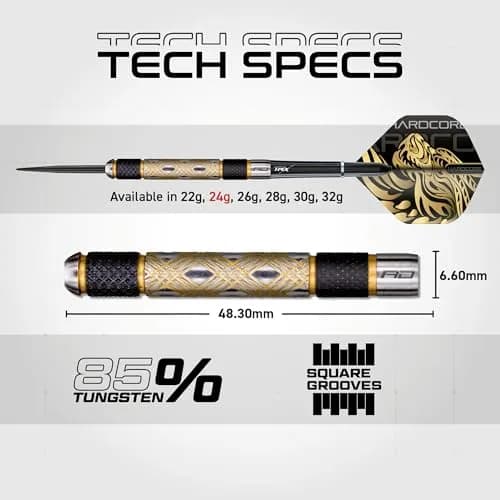 RED DRAGON Golden Eyes 24g Steel Tip Darts Set | 85% Tungsten thumbnail 5