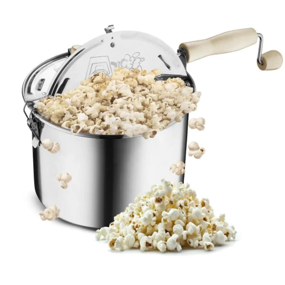 Great Northern Stovetop Popcorn Maker Silver 6.5 Quart | Makes 5 Quarts Theater-Style Popcorn - main product image
