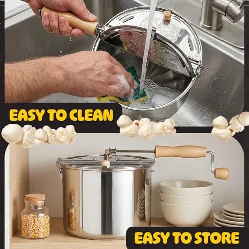 Great Northern Stovetop Popcorn Maker Silver 6.5 Quart | Makes 5 Quarts Theater-Style Popcorn thumbnail 5