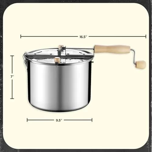 Great Northern Stovetop Popcorn Maker Silver 6.5 Quart | Makes 5 Quarts Theater-Style Popcorn thumbnail 8