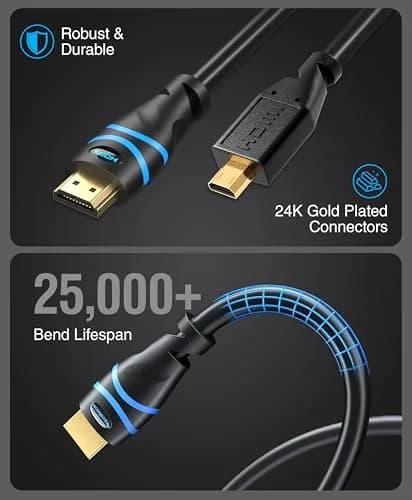 BlueRigger Micro HDMI to HDMI Cable 1.83m (6FT) | 4K@60Hz HDR 18Gbps thumbnail 6