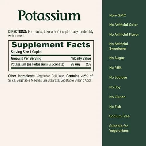 Nature's Bounty Potassium 99mg | Supports Fluid & Muscle Health, Vegetarian Caplets thumbnail 5