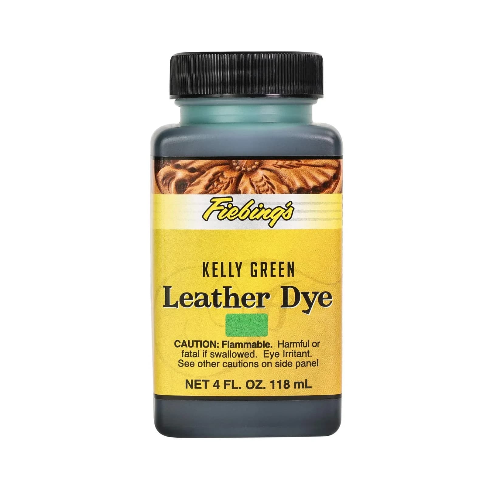 Fiebing's Kelly Green Leather Dye 118ml (4 fl oz) - Alcohol-Based Penetrating Dye for Leather