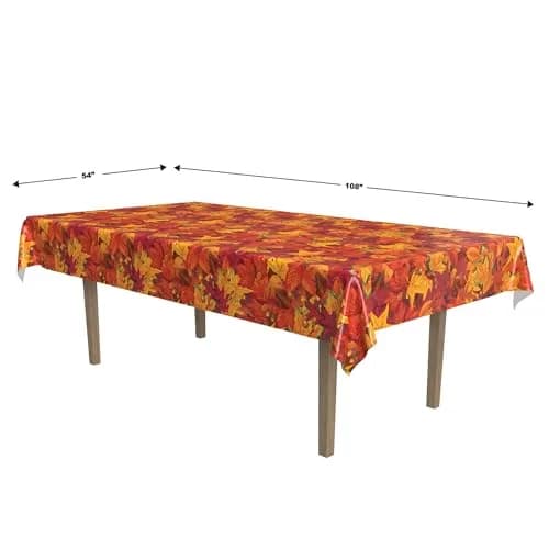 Beistle Fall Leaf Tablecover 108 x 54 inches (274 x 137 cm) | Durable Plastic for Autumn Parties thumbnail 2