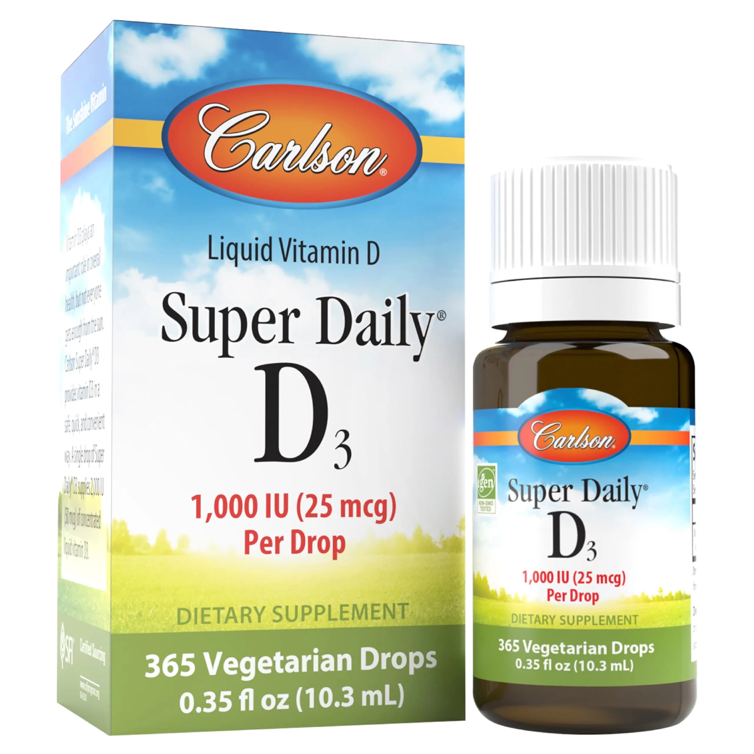 Carlson Super Daily D3 25 mcg | 365 Drops for Bone & Immune Support - main product image