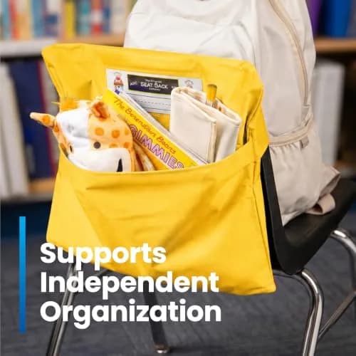 Seat Sack Student Chair Storage Pocket 15" Yellow | Classroom Organizer for Student Desks thumbnail 4