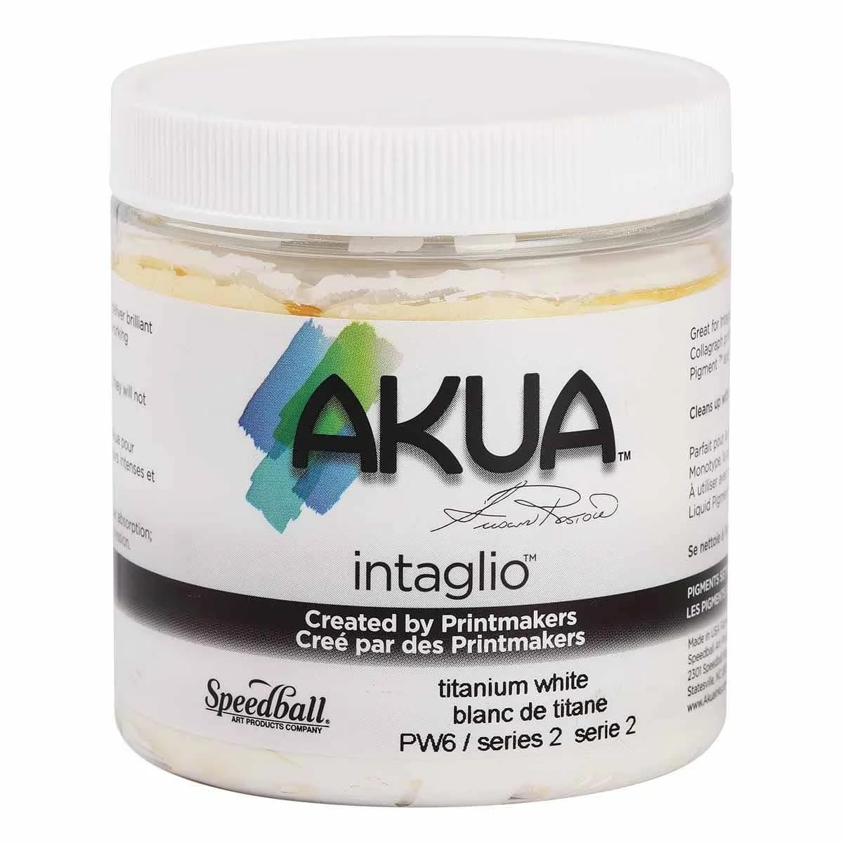 Akua Intaglio Water-Based Ink, Carbon Black, 59ml (2 fl oz) | Printmaking Ink for Etching & Monotype — Titanium White / 7.7 fl oz