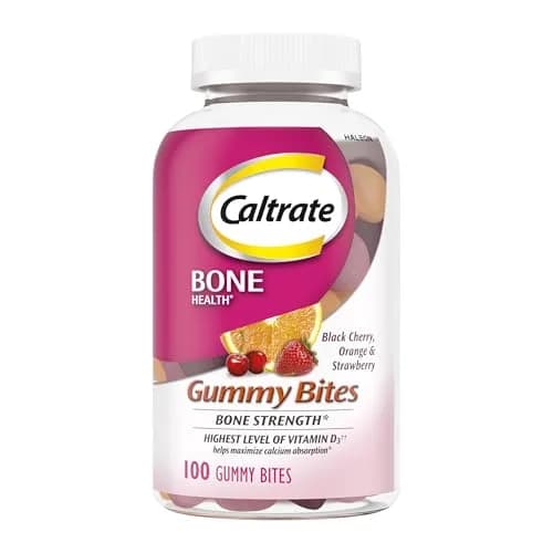Caltrate Gummy Bites 600 Plus D3 Vitamin D and Calcium Supplement, 100 Ct | Bone Support with High Vitamin D3 & Calcium thumbnail 1