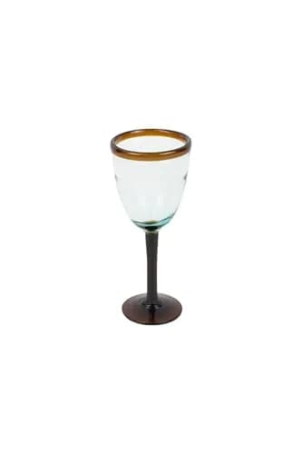 KALALOU Hand Blown Recycled Glass Wine Glasses with Amber Rim, 237ml (8 Fl Oz) Set of 6 | Artisanal Colombian Glassware thumbnail 3