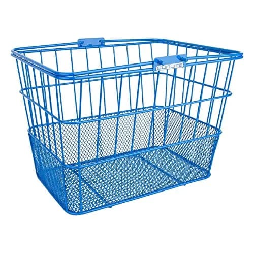 Sunlite Bicycle Basket Blue | Mesh Bottom Handlebar Mount (13.5x9.87x9.5) thumbnail 1