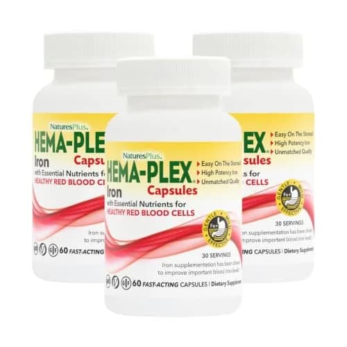 NaturesPlus Hema-Plex Iron 3 Pack | 85 mg Chelated Iron + Vitamins for Healthy Blood thumbnail 1