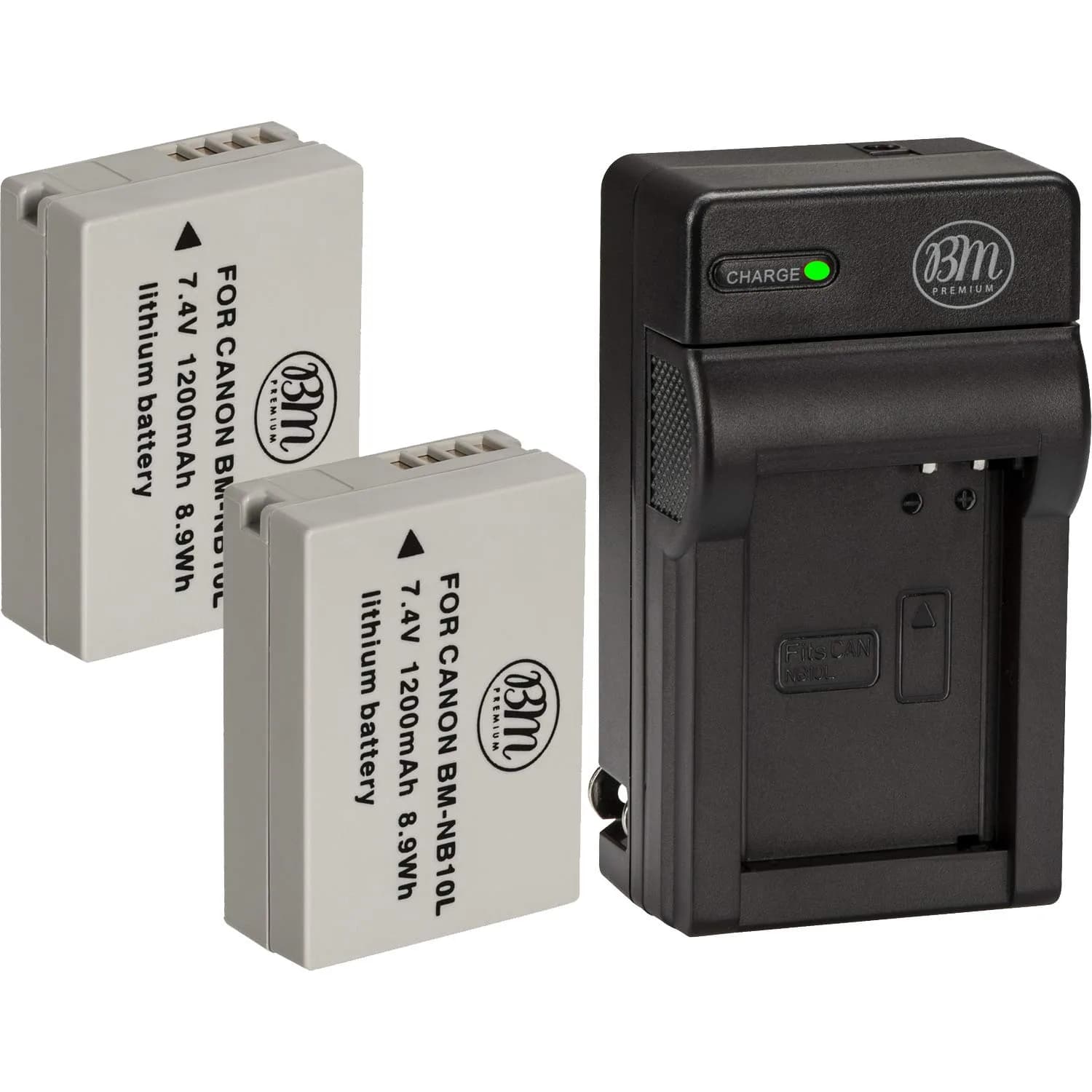BM Premium NB-10L Battery & Charger Kit for Canon SX60 HS, SX50 HS, G1X, G3X, G15, G16 Cameras | 2 Batteries & USB Charger