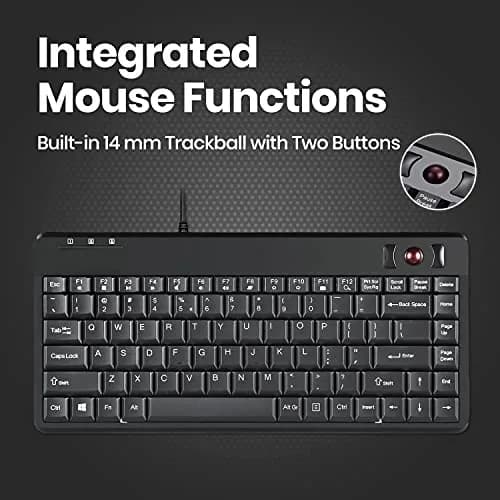 Perixx PERIBOARD-505H Wired Mini Keyboard with Built-in Trackball, 31.5 cm (12.4 in) Keyboard | Productivity & Efficiency thumbnail 4