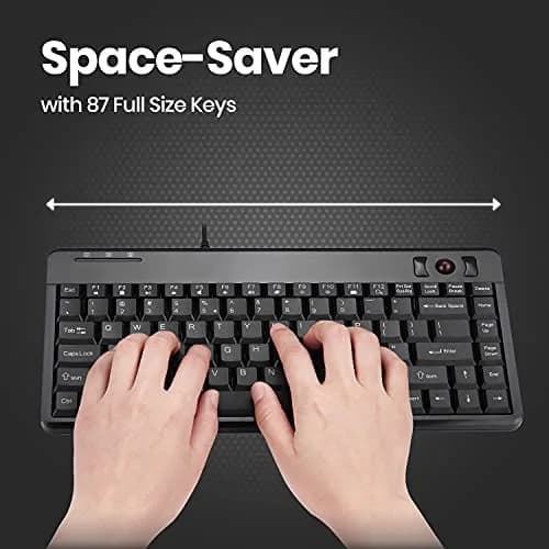 Perixx PERIBOARD-505H Wired Mini Keyboard with Built-in Trackball, 31.5 cm (12.4 in) Keyboard | Productivity & Efficiency thumbnail 2
