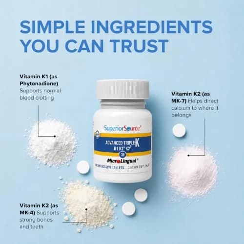 Superior Source Advanced Triple K, Vitamins K1 & K2 (MK-4), K2 (MK-7), 30Ct thumbnail 5