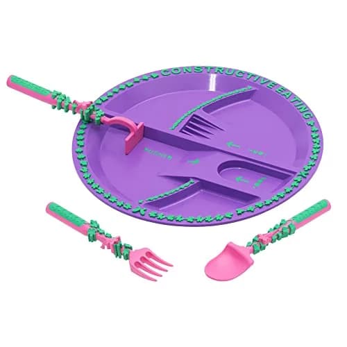 Constructive Eating Garden Fairy Plate and Utensils Set | 4-Piece Set, BPA-Free Polypropylene thumbnail 1