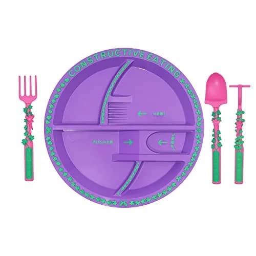 Constructive Eating Garden Fairy Plate and Utensils Set | 4-Piece Set, BPA-Free Polypropylene thumbnail 2