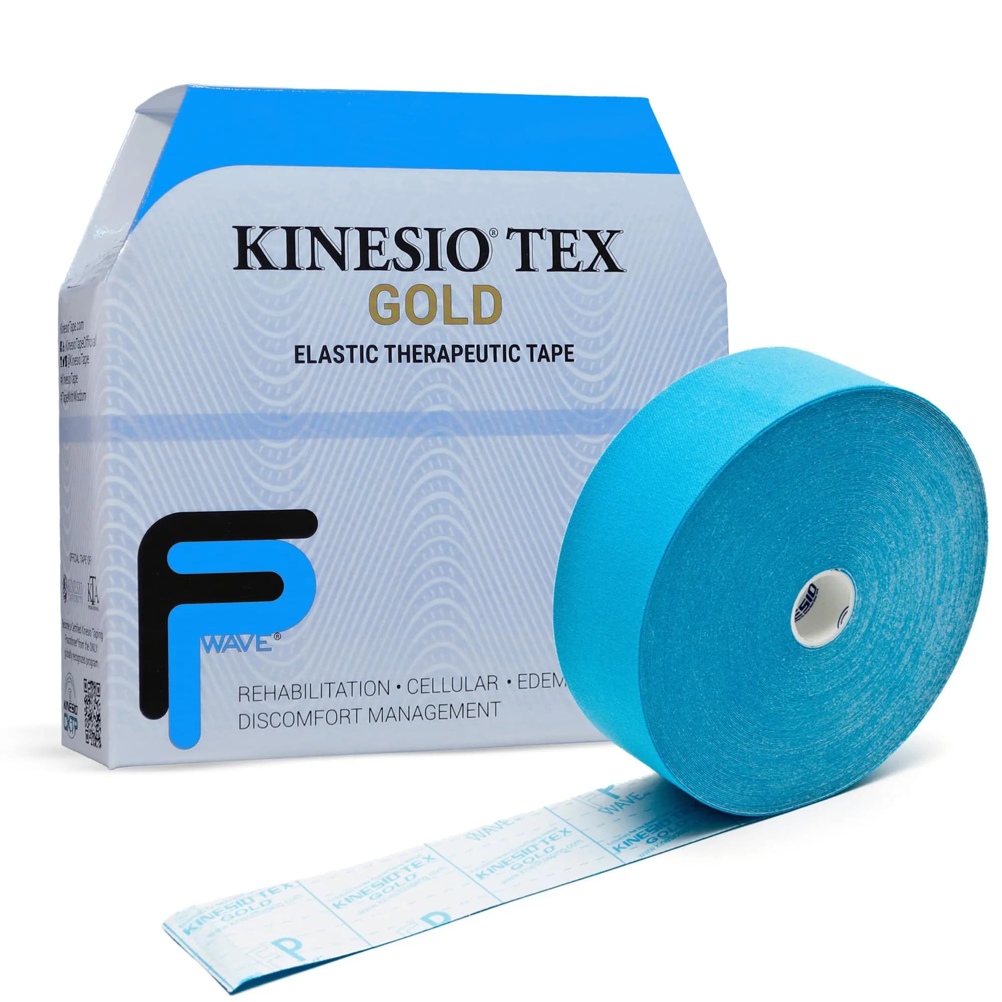 Kinesio Elastic Therapeutic Athletic Tape Tex Gold FP - Black 2 in. x 16.4 ft | Water-Resistant, Hypoallergenic Support — Blue Bulk / 2 Inch x 103.3 Feet