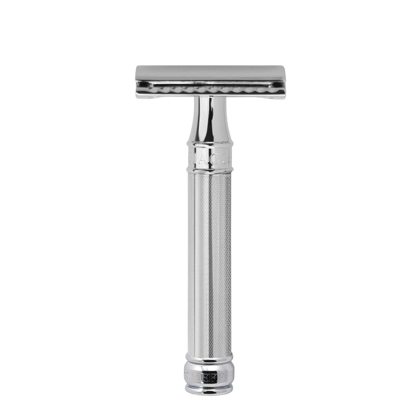 Edwin Jagger DE89BL Chrome Double Edge Safety Razor for Men | Classic Design, Brass Handle, Single Blade — Barley / Regular Handle