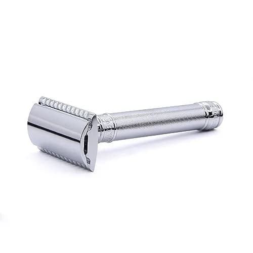 Edwin Jagger Double Edge Safety Razor With Long Handle (Blue) (Barley) | Classic Wet Shaving Tool for Men thumbnail 2