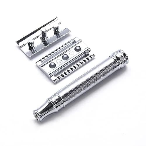 Edwin Jagger Double Edge Safety Razor With Long Handle (Blue) (Barley) | Classic Wet Shaving Tool for Men thumbnail 3