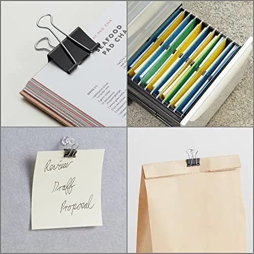 Staples Large Binder Clips 1" Capacity, Black, 12 Pack | Strong Hold Clips for Office Filing & Paper Bundles thumbnail 5
