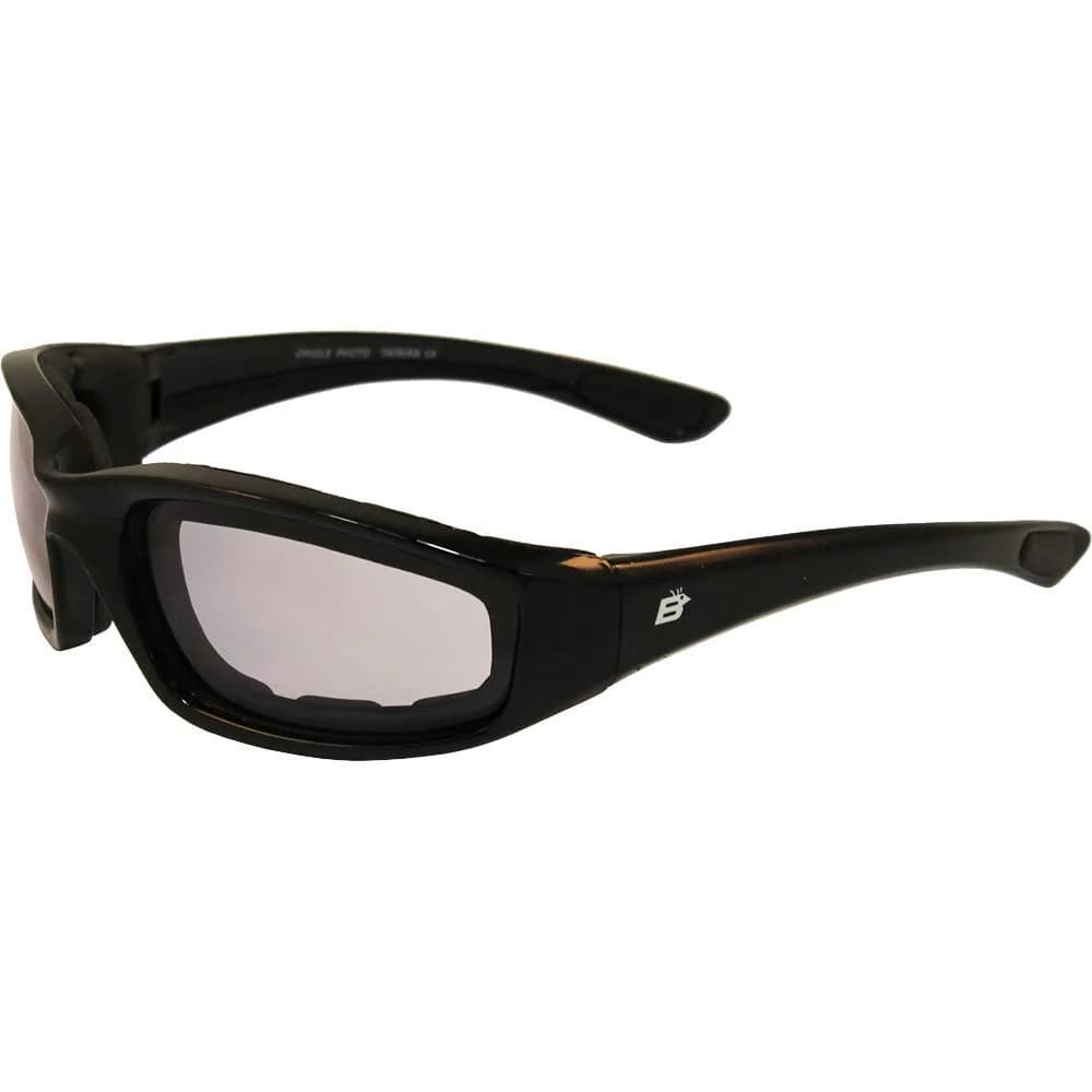 Birdz Eyewear Oriole Padded Motorcycle Glasses (Black Frame/Smoke Lens) | Shatterproof Anti-Fog Polycarbonate — Clear-Smoke Lens