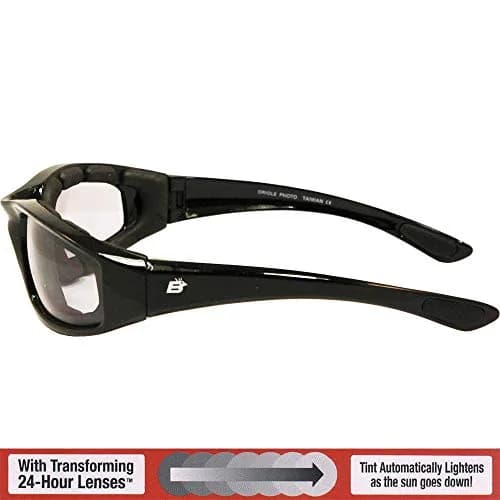Birdz Eyewear Oriolephoto Padded Motorcycle Goggles (Black Frame/Clear-Smoke Lens, 54mm) | Photochromic Anti-Fog thumbnail 4