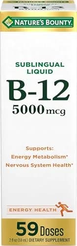 Nature's Bounty Vitamin B12 Sublingual Liquid 5000 mcg 59ml (2 Fl Oz) | Cardiovascular & Cellular Energy Support thumbnail 1