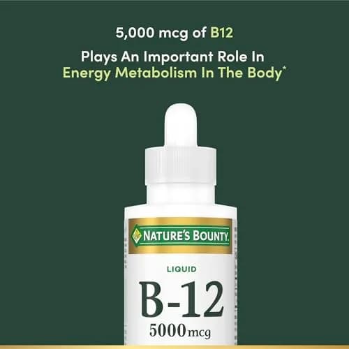 Nature's Bounty Vitamin B12 Sublingual Liquid 5000 mcg 59ml (2 Fl Oz) | Cardiovascular & Cellular Energy Support thumbnail 3