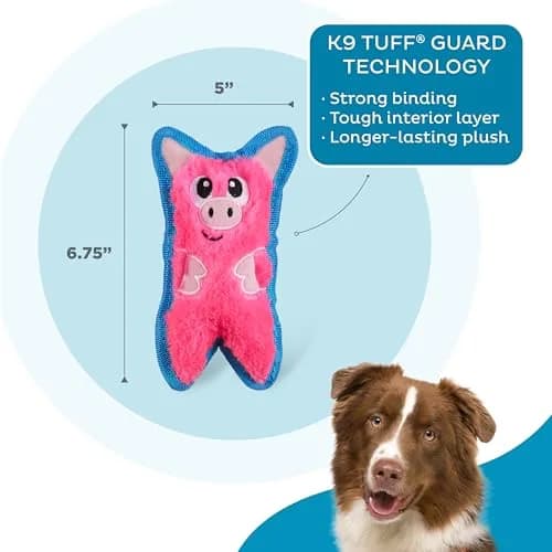 Outward Hound Durablez Minis Tough Chew Plush Squeaky Dog Toy Pig 17.3 cm (6.8") | Stuffing-Free Interactive Play thumbnail 3