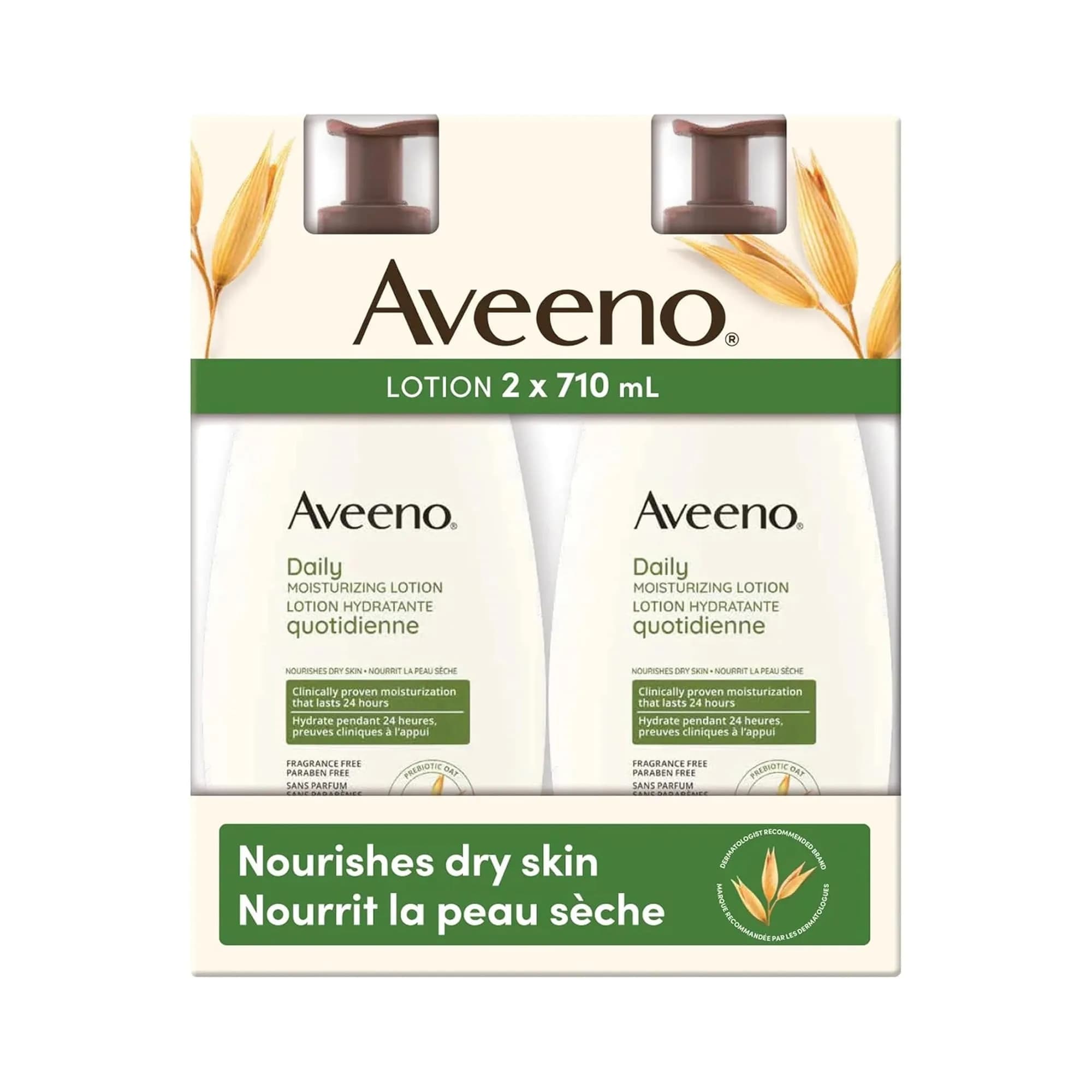 Aveeno Daily Moisturizing Lotion, Fragrance-Free, 54 fl oz (18 oz Pack of 3) | Improves Dry Skin Health in 1 Day — 20 Fl Oz