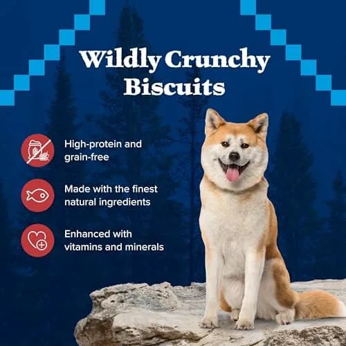 Blue Buffalo Wilderness Salmon Crunchy Dog Biscuits, Grain-Free, 283g (10 oz) | High Protein Nutrition for All Breeds thumbnail 4