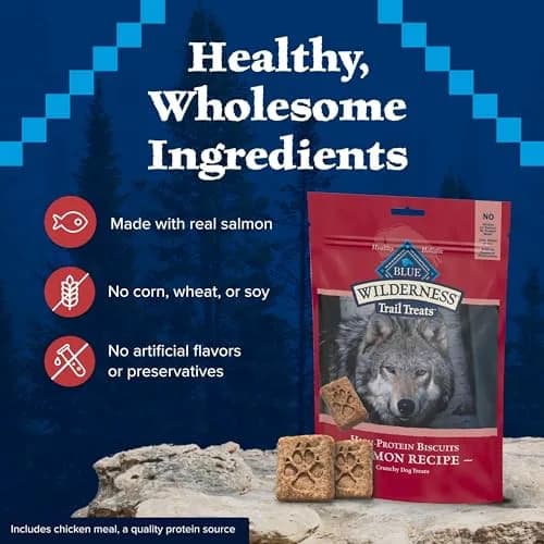 Blue Buffalo Wilderness Salmon Crunchy Dog Biscuits, Grain-Free, 283g (10 oz) | High Protein Nutrition for All Breeds thumbnail 6