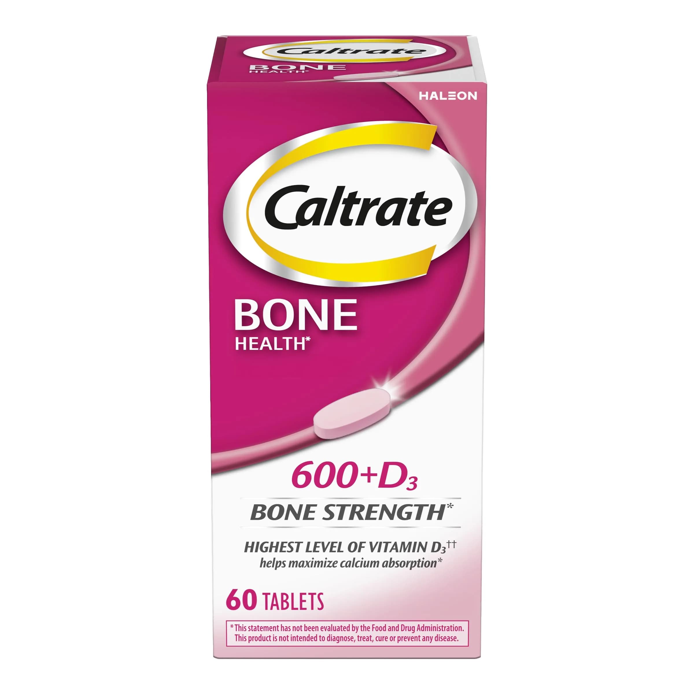 Caltrate 600 Plus D3 Calcium and Vitamin D Supplement Tablets, Bone Health Supplements for Adults - 120 Count (Pack of 2) | Gluten-Free — New
