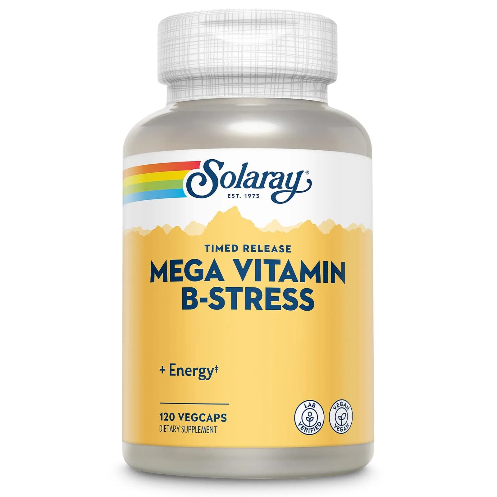 SOLARAY Mega Vitamin B-Stress Time Release, 120 VegCaps | Supports Energy & Immunity — Capsule